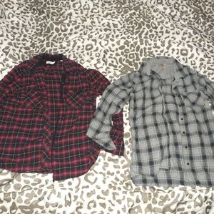 2 large plaid button up shirts💞
